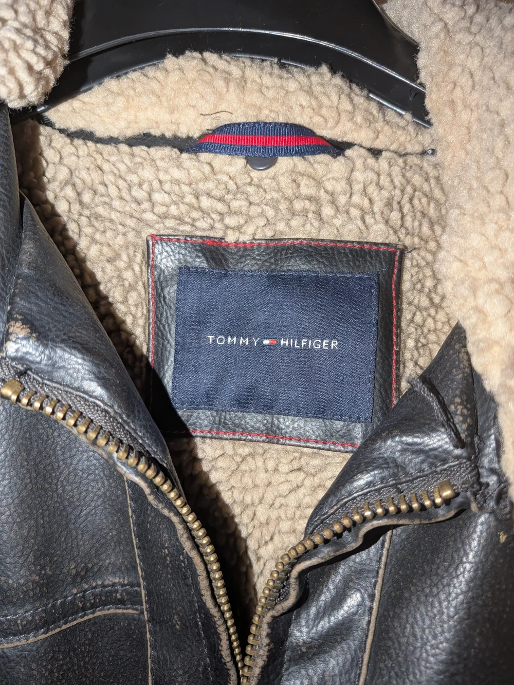 Tommy Hilfiger Dark Brown Bomber Jacket with Removable Faux Fur Collar